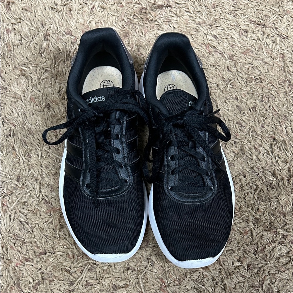 Adidas Black Running Sneakers with White Soles Women Sz 7